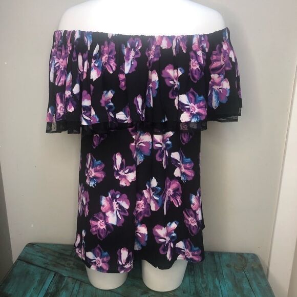 Addition Elle Michel Studio Floral Off the Shoulder Blouse Size 14 - Picture 7 of 10